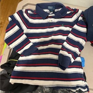 Polo by Ralph Lauren Boys' Navy, White & Red Striped Long-Sleeve Polo